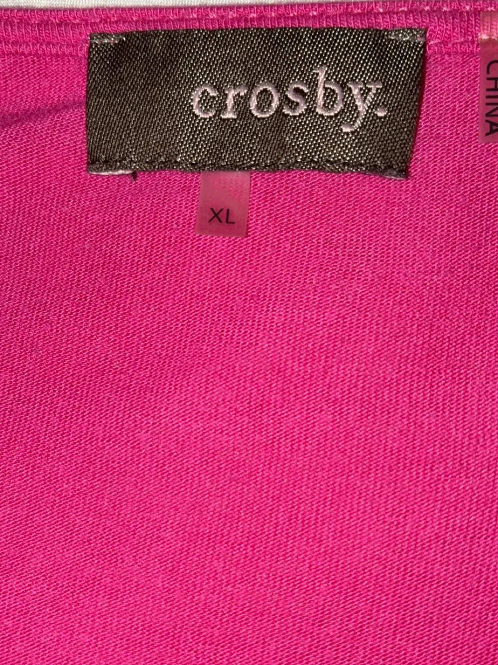 Crosby Hot Pink Abstract Pink White Sequin Party Scoop Neck Top XL - Picture 3 of 4